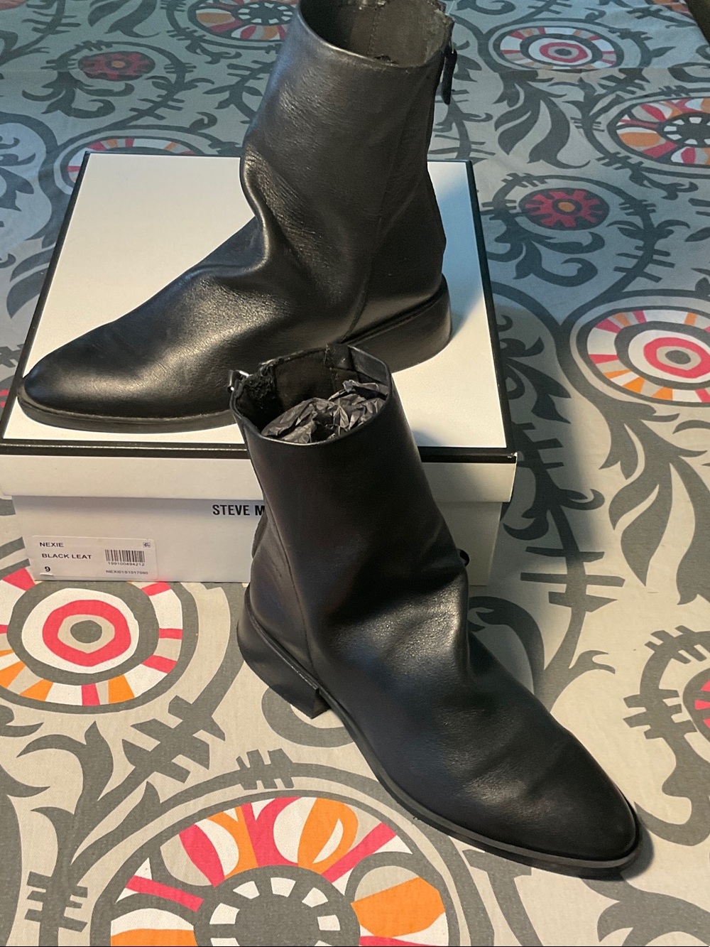 Steve Madden Nexie black leather slouch ankle boots